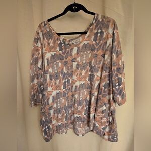 Logo Women's Abstract Print Top - Multicolor